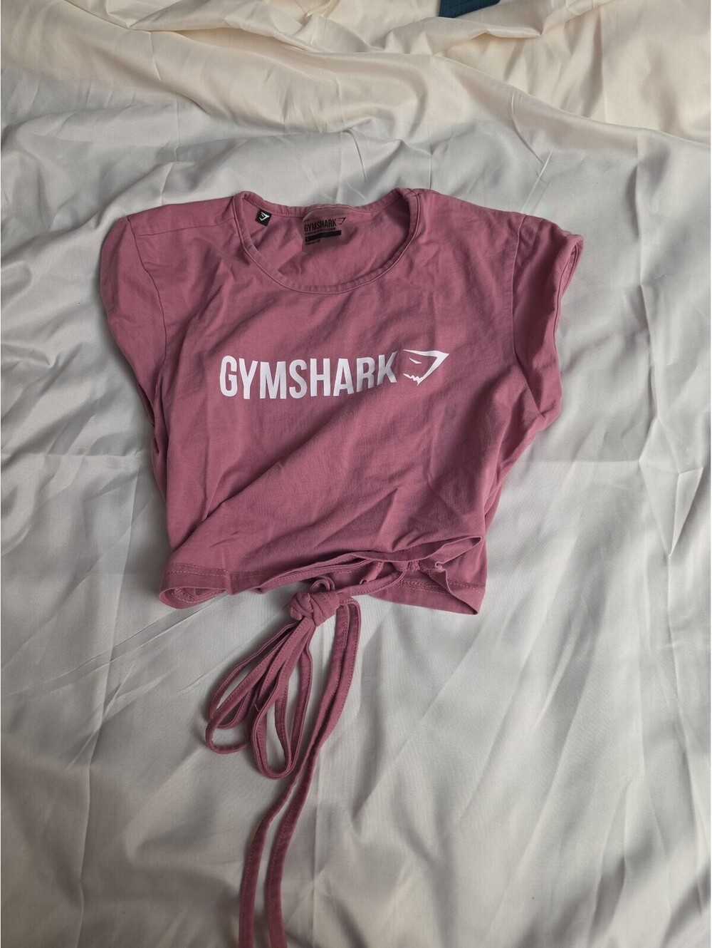 Gymshark Pink Tie Front Crop Top Short Sleeve Women's Size Small